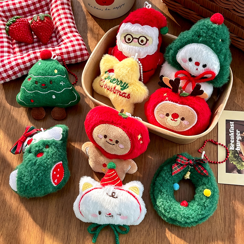 Backpacks - 9 stuks/set Kerst Pluche Sleutelhanger Kerstman