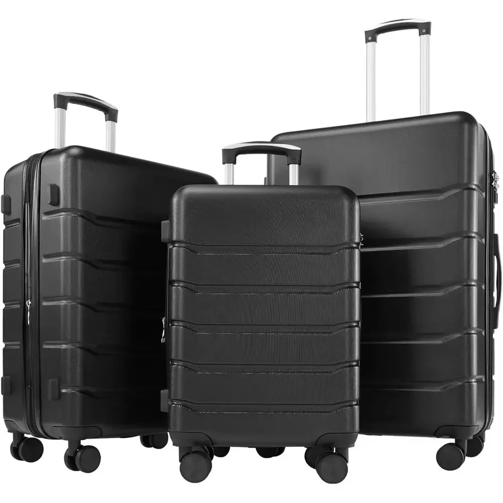 Expandable Hard Shell Luggage Set - 3-delige harde kofferstel met TSA-slot, uitbreidbaar