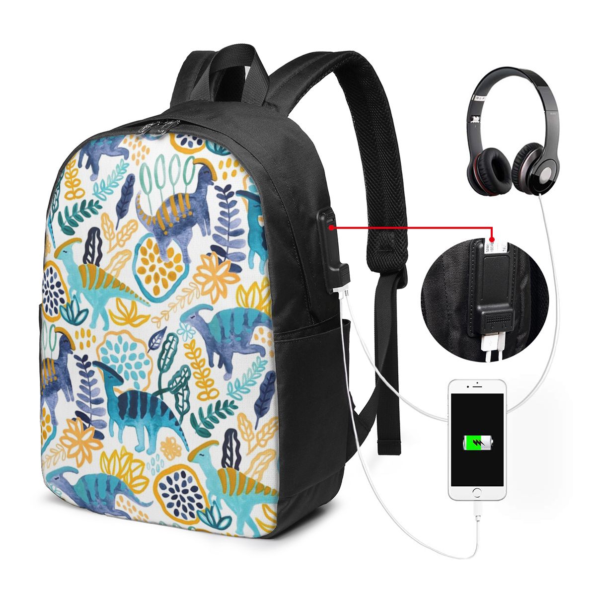 Backpacks - Gouache Parasaurolophuses Rugzak Reisnotebooktas Computer Student